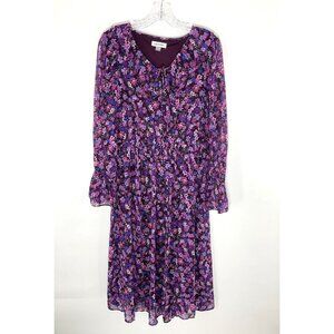 Calvin Klein Dress Women 8 Floral‎ Long Sleeve Lined Ruffle Chiffon Maxi